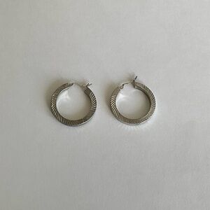 Vintage MCM Signed Mark Wasserman Samara (MWS) Sterling Silver Hoop Earrings